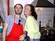 Kochduell? Nein: Team-Work (Claudio und Corinne, verantwortlich fr die Lasagna)